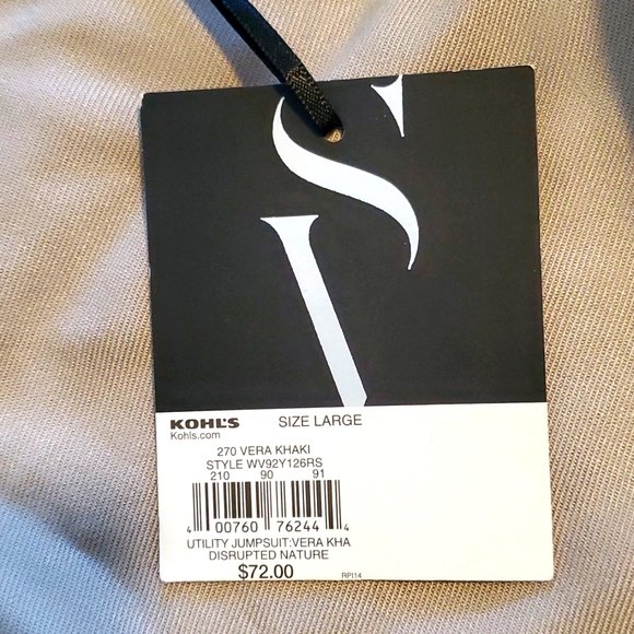 SAFARI CUTE! NWT Vera Wang beige/tan wide-leg, sleeveless, jumpsuit w/POCKETS! - Picture 11 of 14